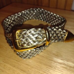 Metallic Gold Vintage Braided Belt, Adjustable Sizes Medium Large, Retro Fashion